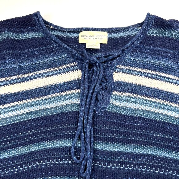 Denim & Supply Ralph Lauren Womens Striped Blue Cotton Knit Pullover Sweater S/P - Picture 3 of 8
